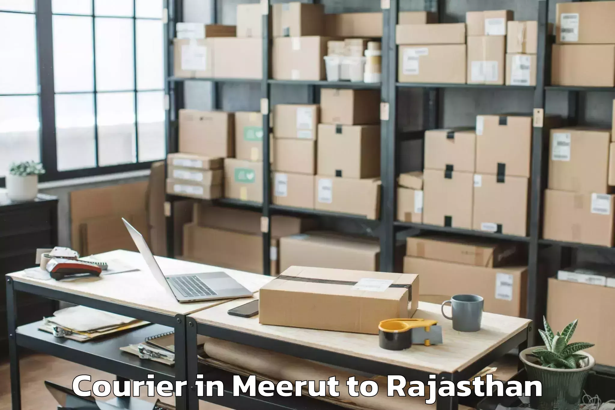 Leading Meerut to Madhav University Pindwara Courier Provider